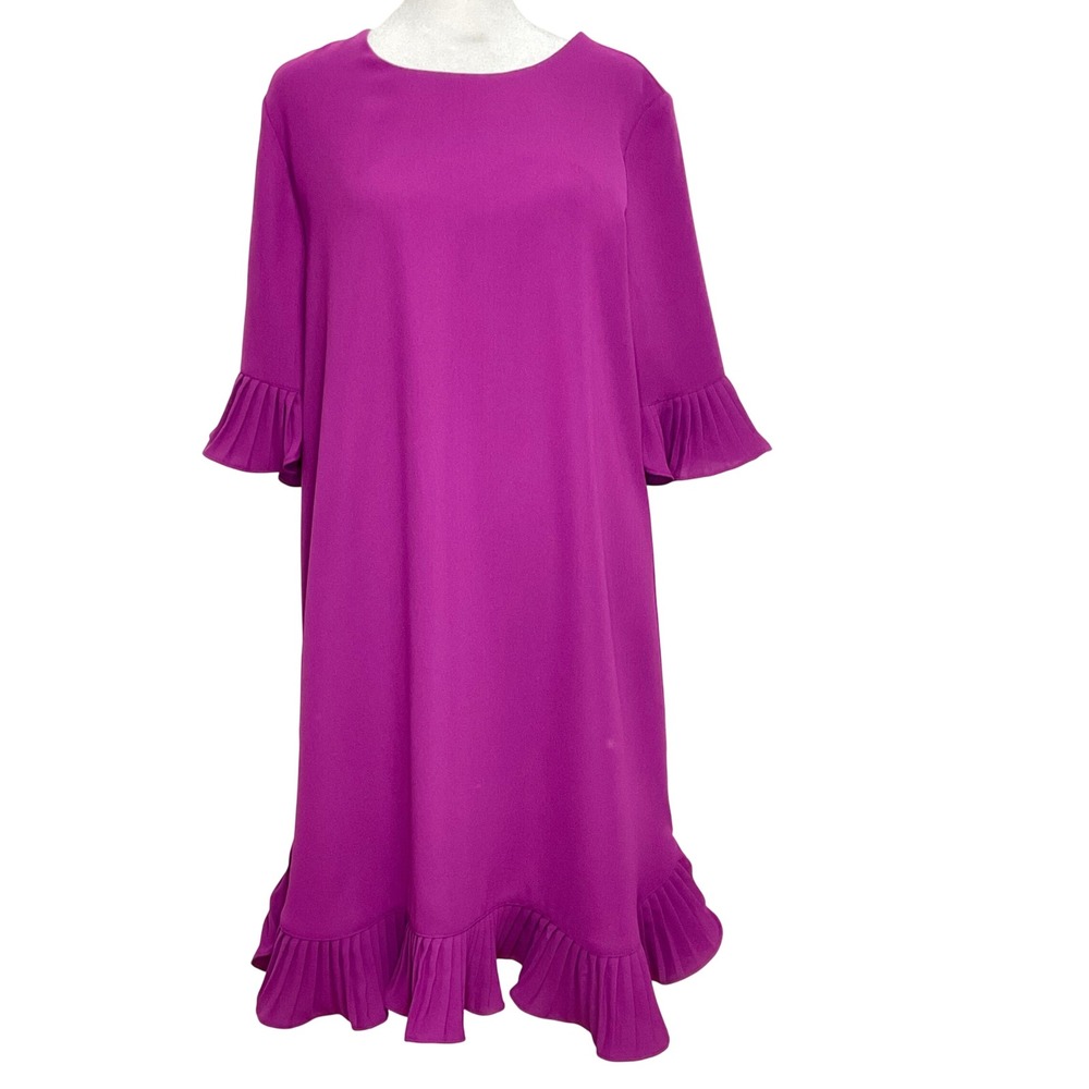 ALFANI women's dress mini pleated flounce ruffled‎ purple bright sheath zip 10